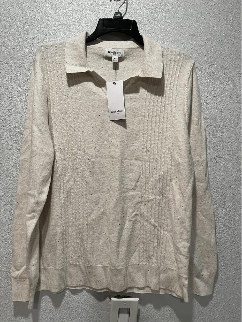 Goodfellow & Co Cream Long Sleeve Collared Knit Top Size M